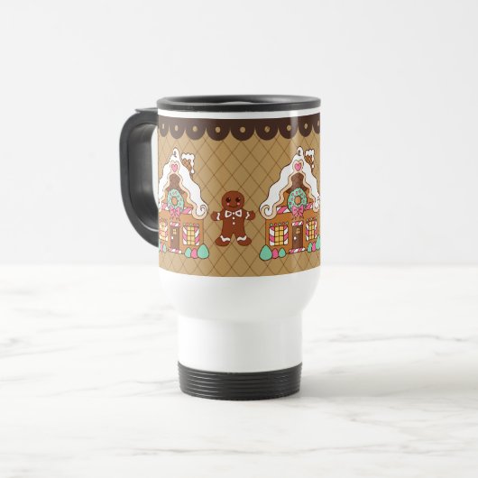 Gingerbread House Travel Mug Reisbeker (Voorkant links)