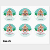 Gingerbread House Vakantie Kerstmis Bakken Ronde Sticker (Vel)