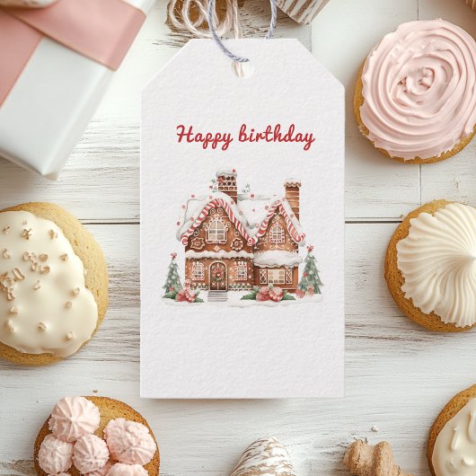 Gingerbread House Verjaardag Cadeaulabel