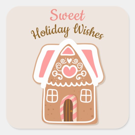 Gingerbread House Vierkante Sticker (Voorkant)