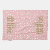 Gingerbread House Village Roze Keuken Handdoek (Horizontaal)