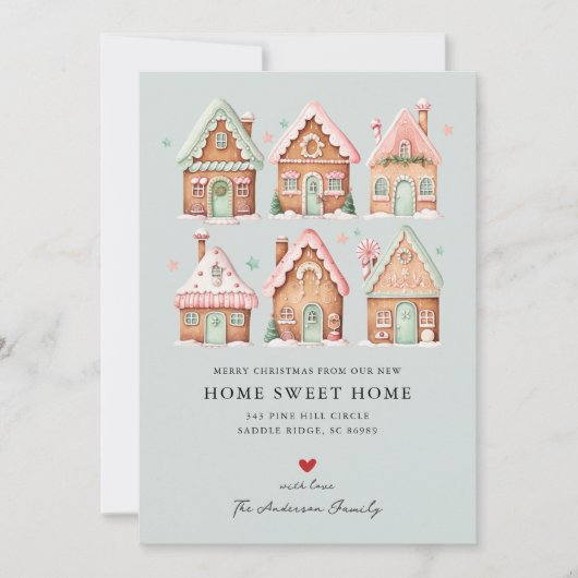 Gingerbread House Village Verhuisaankondiging Aankondiging (Voorkant)