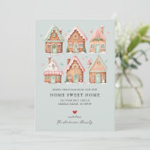 Gingerbread House Village Verhuisaankondiging Aankondiging (Staand voorkant)