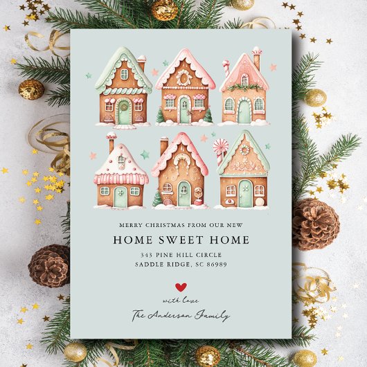 Gingerbread House Village Verhuisaankondiging Aankondiging