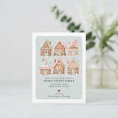 Gingerbread House Village Verhuisaankondiging Aankondigingskaart (Staand voorkant)