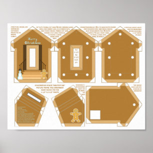 Gingerbread House Vrolijk kerstfeest DIY Foto Lijs Poster