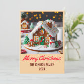 Gingerbread House - Vrolijk kerstfeest Feestdagenkaart (Staand voorkant)