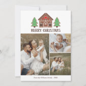 Gingerbread House Vrolijk Kerstfeest Fotocollage Feestdagenkaart (Voorkant)