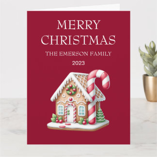Gingerbread House Vrolijk Kerstfeest Gevouwen Kaar Kaart