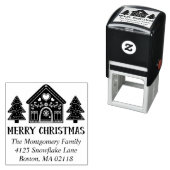 Gingerbread House Vrolijk kerstfeest Naam & adres Zelfinktende Stempel (In situ)
