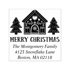 Gingerbread House Vrolijk kerstfeest Naam & adres Zelfinktende Stempel