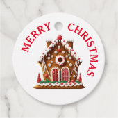 Gingerbread House Wedstrijd Party Wit & Rood Bedankjes Labels (Voorkant)