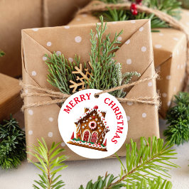 Gingerbread House Wedstrijd Party Wit & Rood Bedankjes Labels