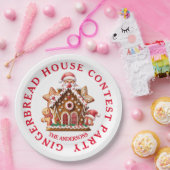 Gingerbread House Wedstrijd Party Wit & Rood Papieren Bordje (Feest)