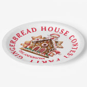 Gingerbread House Wedstrijd Party Wit & Rood Papieren Bordje (Gekanteld)