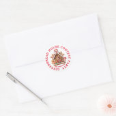 Gingerbread House Wedstrijd Party Wit & Rood Ronde Sticker (Envelop)