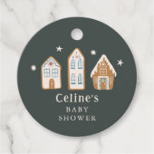 Gingerbread House Winter Boy Baby Shower Bedankjes Labels (Voorkant)
