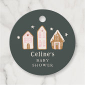Gingerbread House Winter Girl Baby Shower Bedankjes Labels (Voorkant)