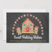 Gingerbread House Zoete wensen Krijtbord Feestelij Feestdagenkaart (Voorkant)
