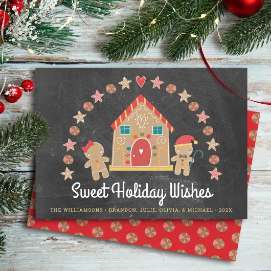Gingerbread House Zoete wensen Krijtbord Feestelij Feestdagenkaart