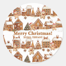 Gingerbread Houses Mannen Christmas Village Ronde Sticker