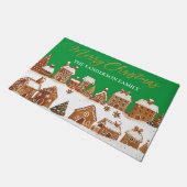 Gingerbread Houses Merry Christmas Greetings Green Deurmat (Schuin)