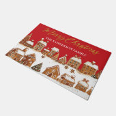 Gingerbread Houses Merry Christmas Groetjes Rood Deurmat (Schuin)