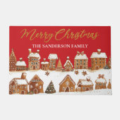 Gingerbread Houses Merry Christmas Groetjes Rood Deurmat (Voorkant)