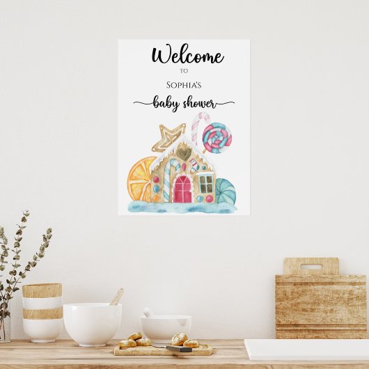 Gingerbread huis baby shower schuimplank poster (Keuken)