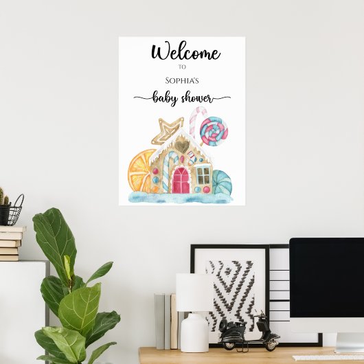 Gingerbread huis baby shower schuimplank poster (Thuiskantoor)
