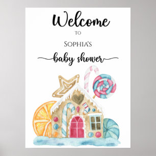 Gingerbread huis baby shower schuimplank poster