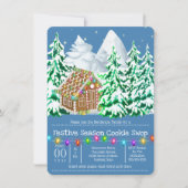 Gingerbread huis bos sneeuw felle lichten kaart (Voorkant)