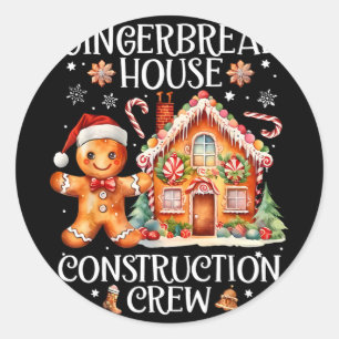 Gingerbread Huis Bouw Team Koek Koning Kerstmis Ronde Sticker