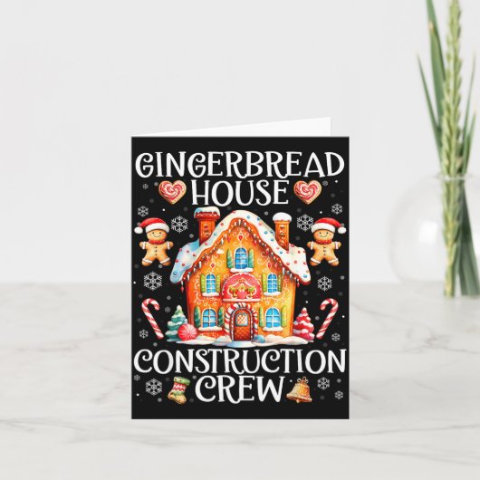 Gingerbread Huis Bouwploeg Bakken Kerstmis Kaart (Voorkant)