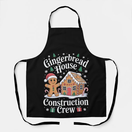 Gingerbread Huis Bouwploeg Kerstmis Xmas Schort (Voorkant)
