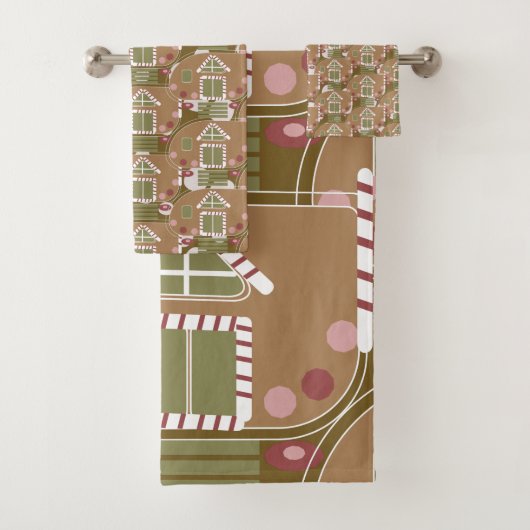 Gingerbread Huis Camper Roze   Bad Handdoek (Insitu)