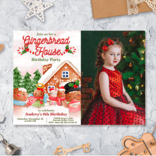 Gingerbread Huis Decoratie Party met Foto Kaart