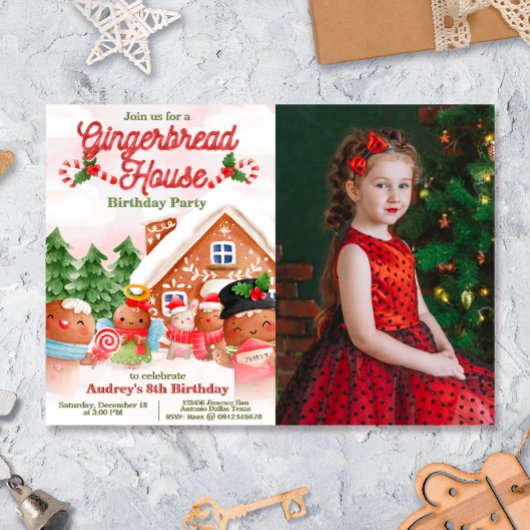 Gingerbread Huis Decoratie Party met Foto Kaart