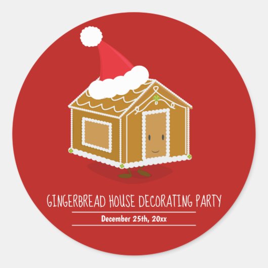 Gingerbread Huis Decoratie Party Sticker (Voorkant)