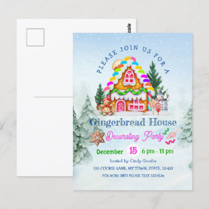 Gingerbread Huis Decoratie Party Winter Vakantie Briefkaart