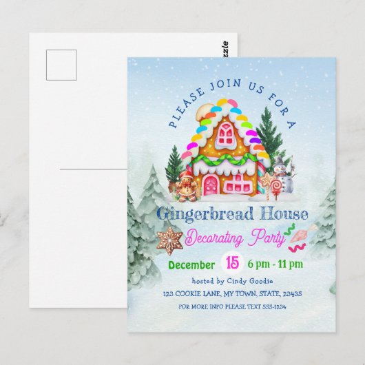 Gingerbread Huis Decoratie Party Winter Vakantie Briefkaart (Voorkant / Achterkant)