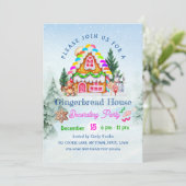 Gingerbread Huis Decoratie Party Winter Vakantie Kaart (Staand voorkant)
