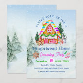 Gingerbread Huis Decoratie Party Winter Vakantie Kaart (Voorkant / Achterkant)