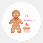 Gingerbread Huis Decoratie Post Kaart Ronde Sticker (Voorkant)