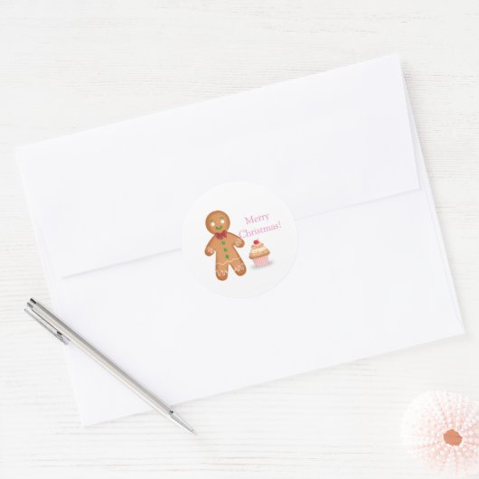 Gingerbread Huis Decoratie Post Kaart Ronde Sticker (Envelop)