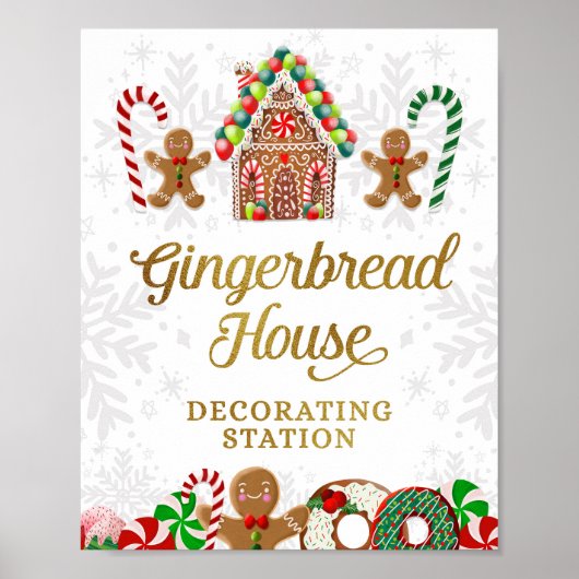 Gingerbread Huis Decoratie Station Kerstbord (Voorkant)