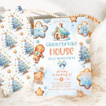 Gingerbread huis decoreren partij blauw Verjaardag