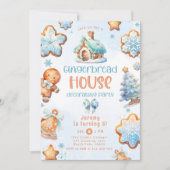 Gingerbread huis decoreren partij blauw Verjaardag Kaart (Voorkant)