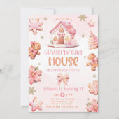Gingerbread huis decoreren partij roze Verjaardag Kaart (Voorkant)