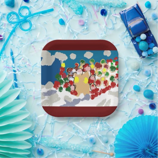 Gingerbread huis en Gumdorp Papieren Bordje (Feest)